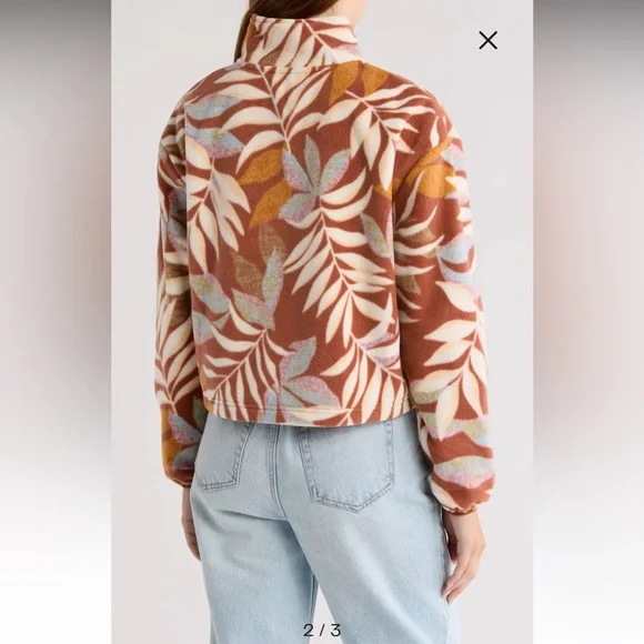 Billabong Casual Fling Half Zip Polar Fleece Sweater Brown women’s L - Picture 2 of 11